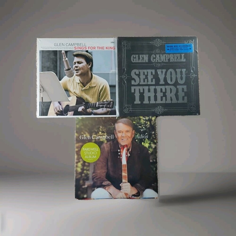 Lot of 3 Glen Campbell Records: Adios, See You There, Glen Sings for the King
